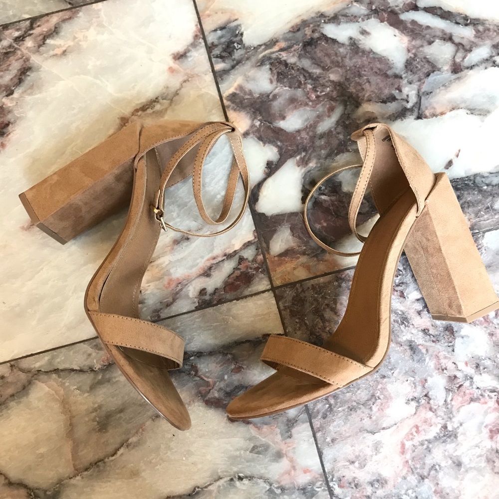 Asos Barely There Block Heeled Sandals Beige 7 - image 7